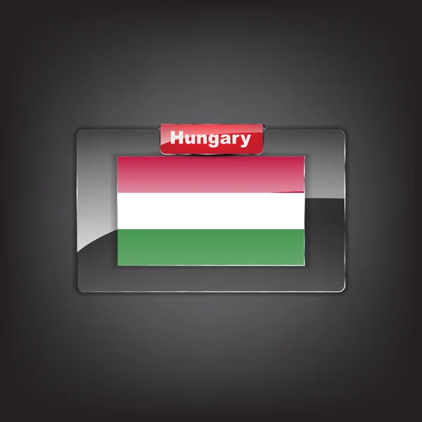 Glass button of the flag of Hungary — Stock Vector