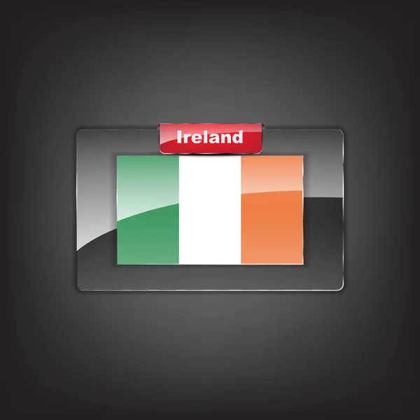 Glass button of the flag of Ireland — Stock Vector