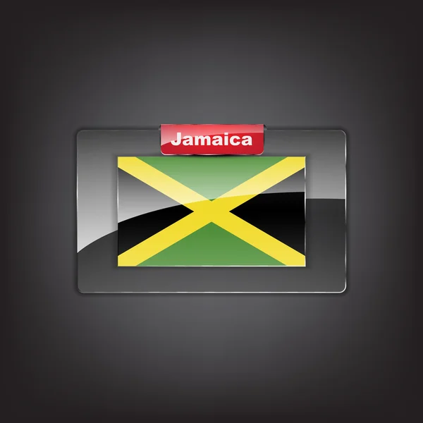 Glass button of the flag of Jamaica — Stock Vector