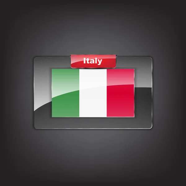 Glass button of the flag of Italy — Stock Vector