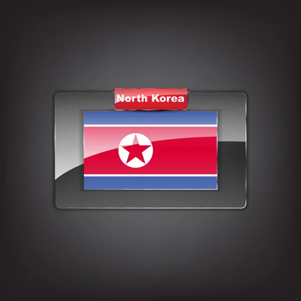 Glass button of the flag of North Korea — Stock Vector