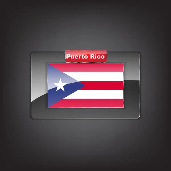 Pulsante di vetro con la bandiera di Puerto Rico — Vettoriale Stock