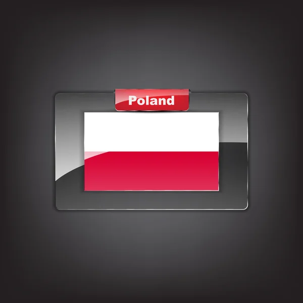 Glass button with the flag of Poland — Stock Vector