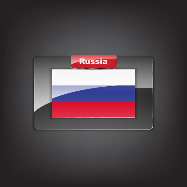 Glas knop met de vlag van Rusland — Stockvector