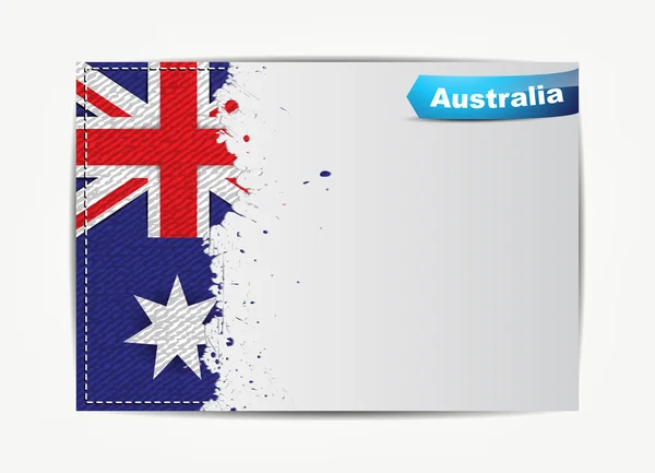 Bandera de Australia cosida con marco de papel grunge — Vector de stock