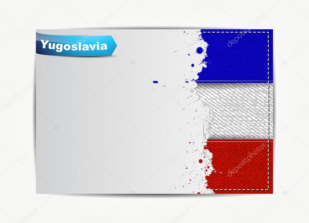 Stitched Yugoslavia flag with grunge paper frame for your text.