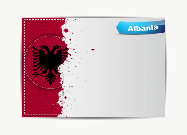 Stitched Albania flag with grunge paper frame for your text. — Stock Vector