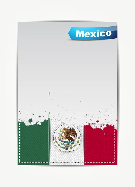 Ommeltu Meksikon lippu grunge paperirunko tekstin . — vektorikuva
