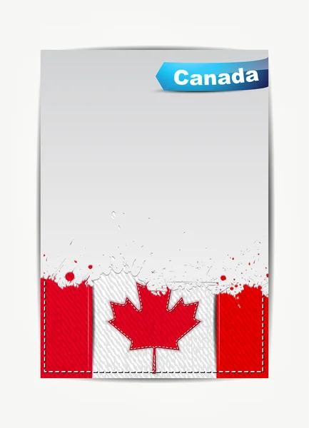 Stitched Canada flag with grunge paper frame for your text. — Stock Vector