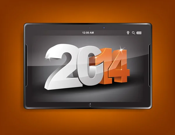 Tablet-Computer mit Hintergrund von 2014 — Stockvektor