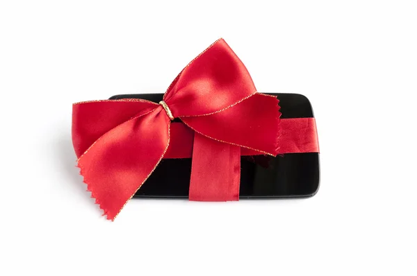Smart Phone with Red Ribbon and Bow isolated — Stock Photo, Image