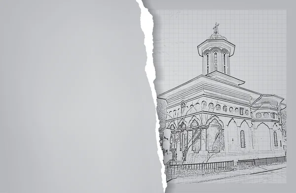 Αρχιτεκτονική. Σκίτσο. Σχέδιο της εκκλησίας — Διανυσματικό Αρχείο