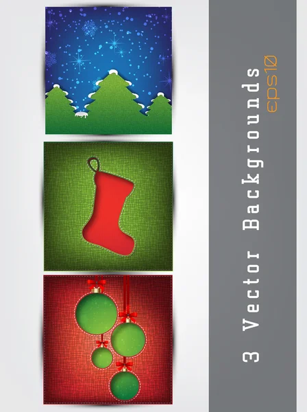 Conjunto de tarjetas con decoraciones navideñas — Vector de stock