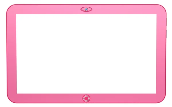 迷人的粉红色 tablet pc 隔离在白色背景上。摘要 — 图库照片