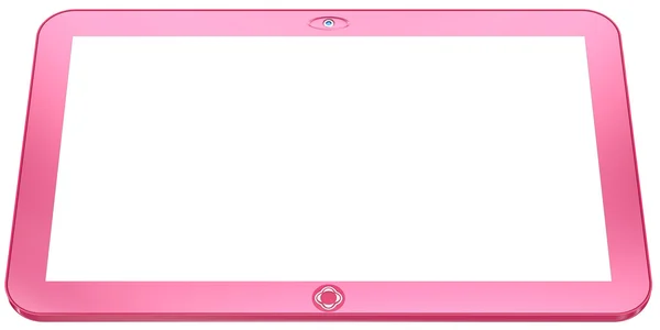迷人的粉红色 tablet pc 隔离在白色背景上。摘要 — 图库照片