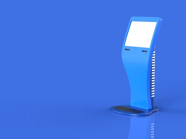Informações abstratas touchscreen terminal no fundo azul . Fotografia De Stock