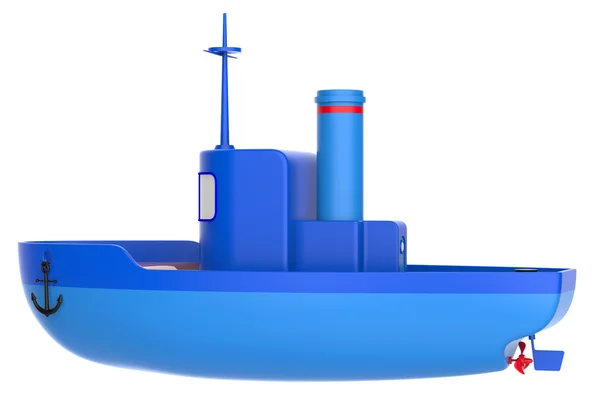 soyut oyuncak gemi üzerinde izole beyaz zemin. 3D render.