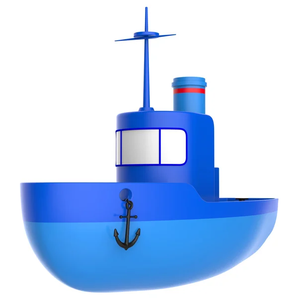 Абстрактный игрушечный корабль изолирован на белом фоне. 3D рендеринг . — стоковое фото