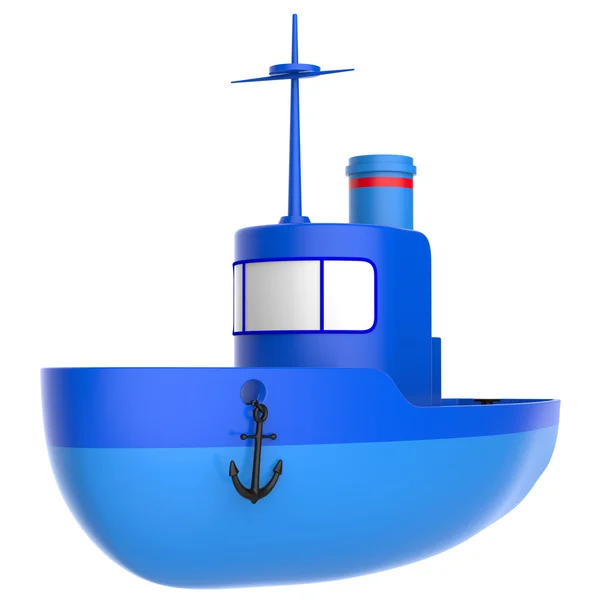 soyut oyuncak gemi üzerinde izole beyaz zemin. 3D render.