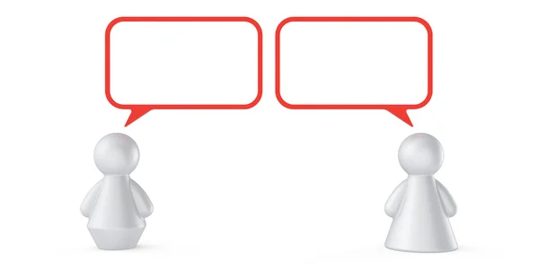 Abstract male and female figures with speech bubbles isolated on — Stock Photo, Image