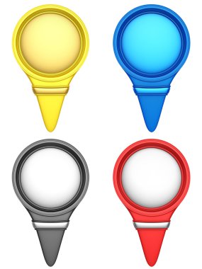 Beyaz arka plan üzerinde izole soyut harita işaretleyicisinden seti.