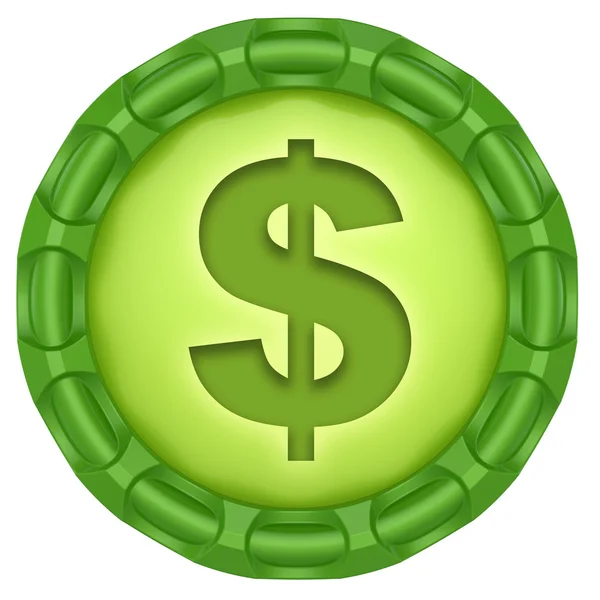 Dollar. abstraktes grünes Etikett isoliert auf weißem Hintergrund. — Stockfoto