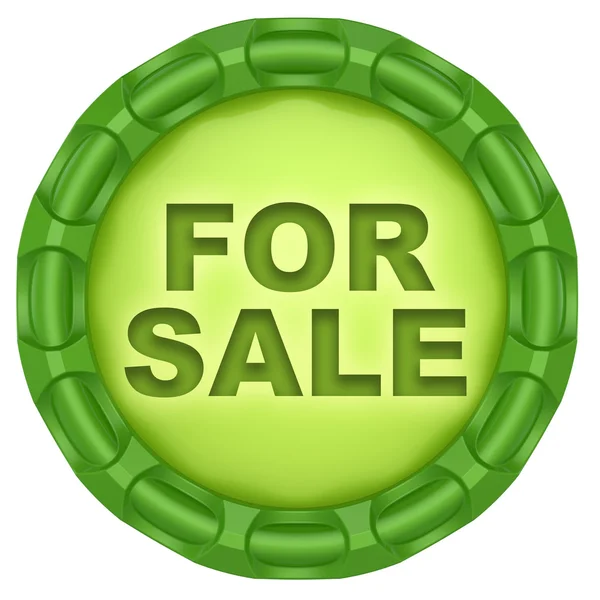Zu verkaufen. abstraktes grünes Etikett isoliert auf weißem Hintergrund. — Stockfoto