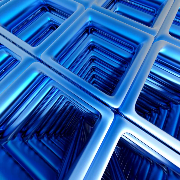 Tecnologia astratta Sfondo 3D con rettangoli metallici blu . — Foto Stock