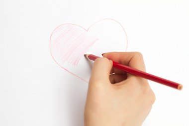 eller bir kalp bir kalem ile boyama