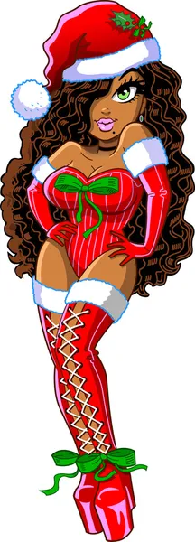 Sexy afro-américaine fille de Noël — Image vectorielle