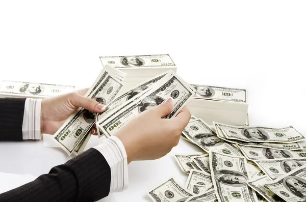 Counting dollars — Stock Photo, Image