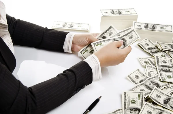 Office worker coating money — Stock Photo, Image