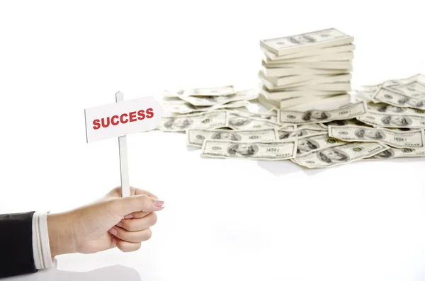 Holding success sign — Stock Photo, Image