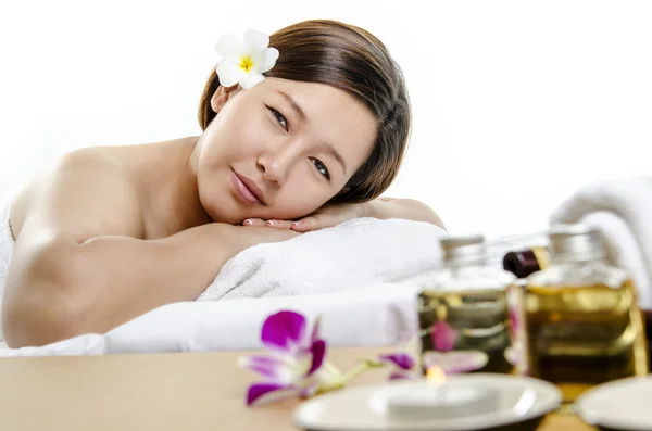 Portrait of young lady at spa and massage — Stock Photo, Image