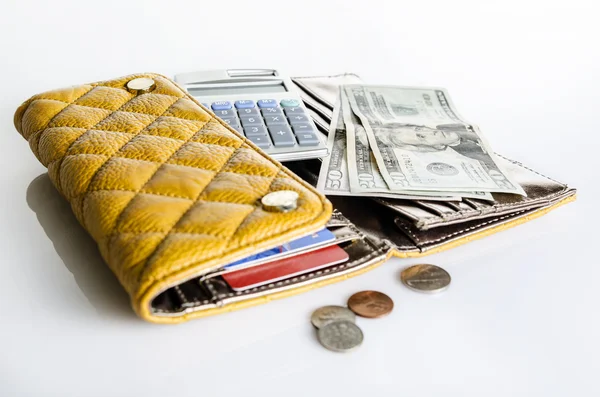 Жіночий гаманець і гроші — стокове фото