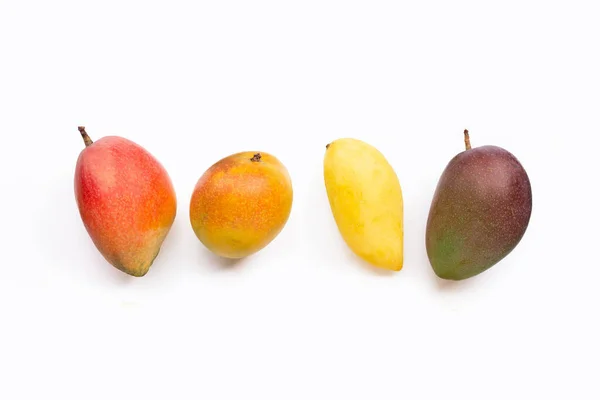 Tropisk Frukt Mango Vit Bakgrund Ovanifrån — Stockfoto