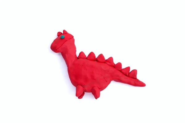 Stegosaurus Gemaakt Van Plasticine Witte Achtergrond — Stockfoto