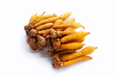 Beyaz arkaplanda parmak kökü.