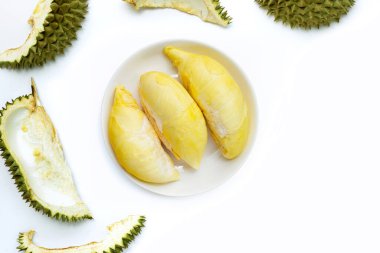 Durian beyaz arka planda. Üst görünüm
