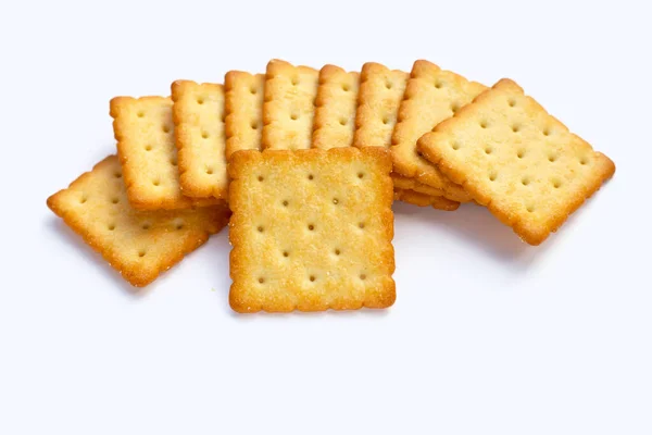 Dry Cracker Cookies White Background — Stock Photo, Image