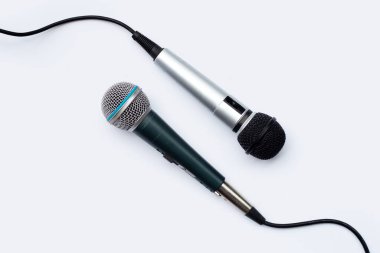 Two microphones on white background. clipart