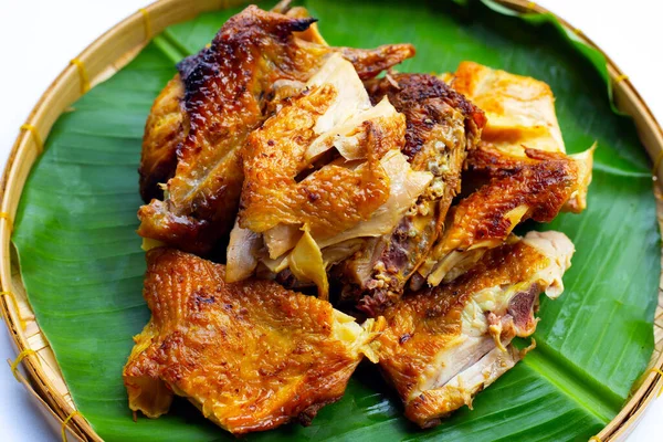 Ayam Panggang Thai Gaya Makanan Daun Pisang — Stok Foto