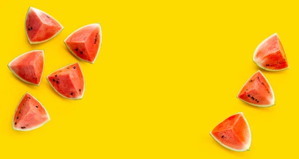 Frame Made Watermelon Yellow Background — Stock Photo, Image