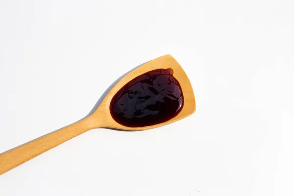 Oyster Sauce Wooden Spatula White Backgroound — Stock Photo, Image