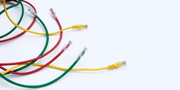Lan Netzwerkverbindung Ethernet Kabel Auf Weißem Hintergrund — Stockfoto