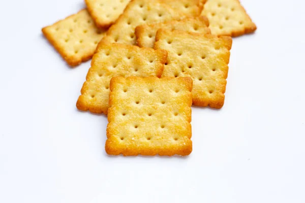 Dry Cracker Cookies White Background — Stock Photo, Image