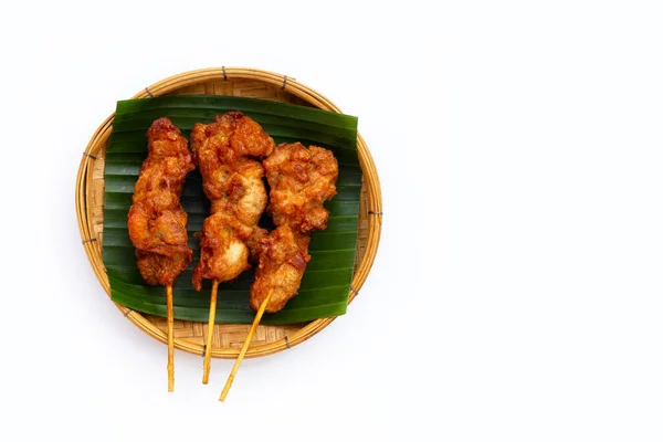 Fried Crispy Chicken Skewers Thai Style Street Food — Stock Photo, Image