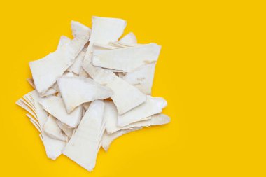 Sarı arka planda taze bambu filizleri.