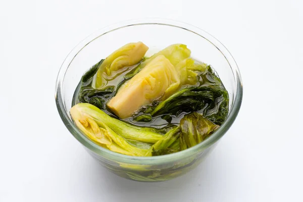 Chou Mariné Verts Moutarde Style Alimentaire Thaïlandais — Photo