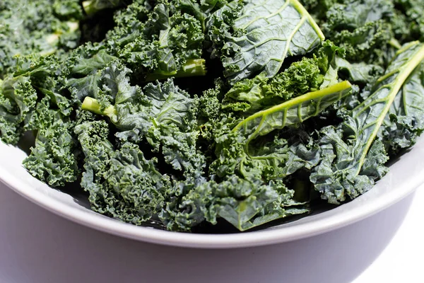 Kale Leaves White Bowl — Stock Photo, Image